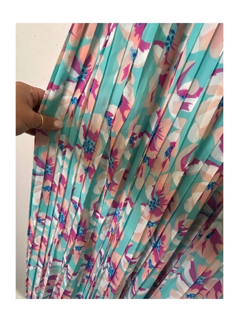 Ashley Nell Tipton Mint Floral Pleated Dress with Pink & Purple Accents 3X - Picture 8 of 16